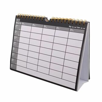 Weekplanner 2023 - Zwart / Wit / Goud - 29 x 22 cm - Kunststof - Incl. Sticker set - Neerzetten / ophangen