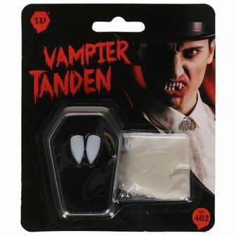 Halloween Vampier hoektanden - Wit - kunststof - One size - Vampire - Dracula - Blade
