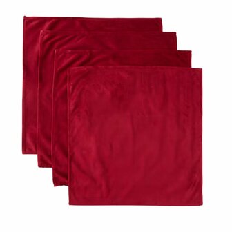 Luxe velvet servetten NOELLA - Rood - 100% Polyester - 40 x 40 - 4 stuks - Classy - Luxe servetten - Hotel kwaliteit