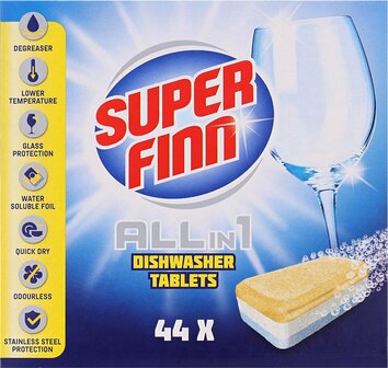 Super Finn Vaatwastabletten All in 1 - Wit - 88 Stuks - Vaatwasser - Dishwasher Tablets - Vaatwastabletten
