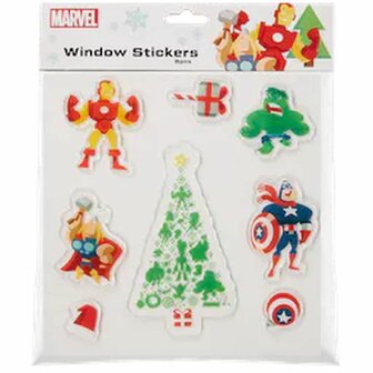 Marvel avengers kerst raamstickers - Multicolor - Gel stickers - 8 stickers - Raam plak stickers