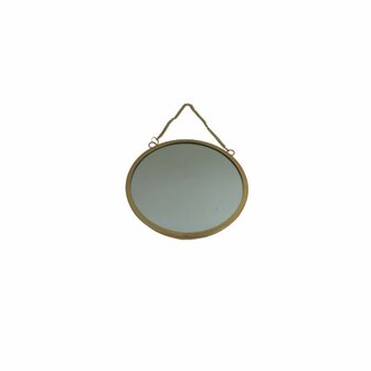 Hang spiegel LINSEY met ketting - Goud - Kunststof - &Oslash; 20 cm - Rond