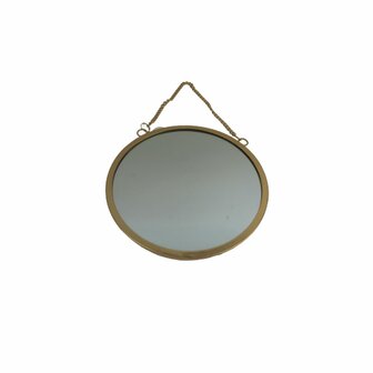 Hang spiegel LINSEY met ketting - Goud - Kunststof - &Oslash; 20 cm - Rond 1