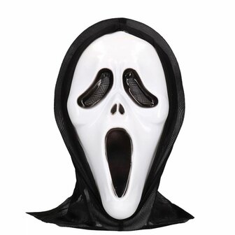 Halloween scream masker - Zwart / Wit - Kunststof - 31 x 21 x 6 cm