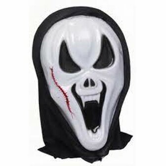 Halloween scream masker met Dracula tanden - Zwart / Wit - Kunststof - 31 x 21 x 6 cm