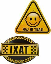 Raam Stickers - Auto Stickers - Geel / Zwart - Baby In Car / Taxi - 2 stuks