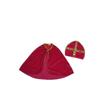 Sinterklaas set met mijter en cape - Roze / Goud - Polyester - Kindermaat - One Size - Sinterklaas - Feestdagen