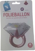 Folieballon Trouwring - Ring - 60 cm - Roze / Multicolor - Decoratie - Feest - Trouwen - Ring Met ophangoogjes - Verloofd