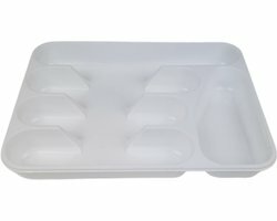 Bestekbak SHEA - Wit - Kunststof - 24,5 x 35,5 x 4 cm - Bestek - Serviesrek - Bestek la - Bestekbak - Bak - Keuken