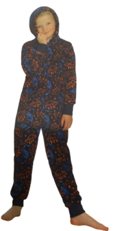 Onesie / Pyjama / Pyjamapak blauw met Ufo Capuchon - Maat 110 / 116