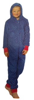 Onesie / Pyjama / Pyjamapak blauw met Draak Dino Capuchon - Maat 122 / 128 