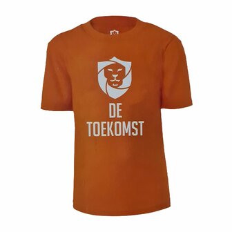 Oranje kinder T-shirt met tekst ''De toekomst''- Oranje / Wit - Katoen - Maat 110 / 116 - Kinderen 