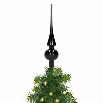 Glanzende piek - Zwart - Kunststof - 28 cm - Kerst - Kerstmis - kerstboom - Kerstversiering