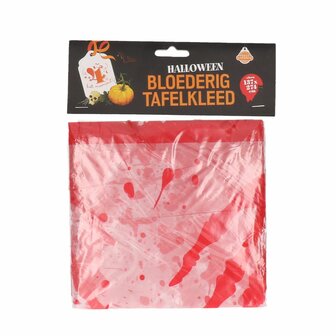 Halloween Bloederig tafelkleed - Rood - Kunststof&nbsp;- 137 x 274 cm - Bloody 