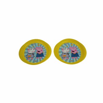 Peppa Pig bordjes voor kinderen - Geel / Multicolor - Kunststof - ⌀ 20 x h 2 cm - 2 Stuks - Kinderservies - Bord - Eten 