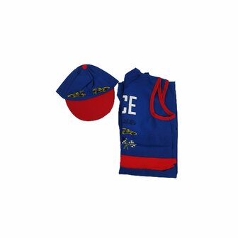 Verkleedset Race Coureur - Blauw / Rood - Polyester - Maat 116 Kids - Verkleden - Feest - Party - Verkleedset 