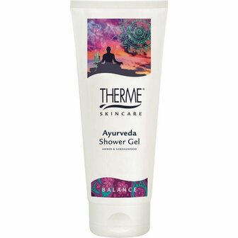 Therme Skincare &quot;Ayurveda&quot; Douche gel Amber &amp; Sandalwood - Wit / Paars - Kunststof / Douchegel - 200 ml - Set van