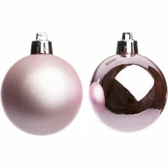 Luxe Kerstballen Set - Roze - Glans / Mat - Kunststof - &Oslash; 6 cm - Set van 12 - Kerst - Kerstbal - Kerstboom