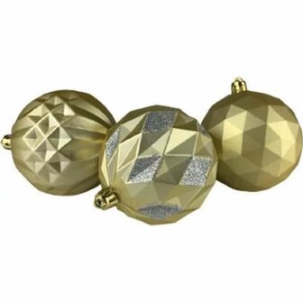 3D Kerstballen - Goud - Mat - Kunststof - ⌀ 7 cm - Assorti