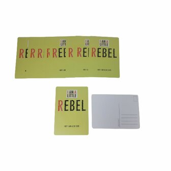 Postkaart met &#039;&#039;I am a little rebel, but i am also cute&#039;&#039; - Geel / Rood / Zwart - Karton / Papier -