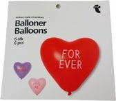 Hartjes ballonnen met verschillende teksten - Rood / Paars / Roze - Latex - 25 cm - 6 Stuks