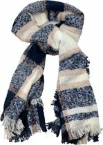 Modieuze sjaal ERICA - Blauw / Wit / Oud roze - Dames - Zacht - One Size - Acryl - Warm
