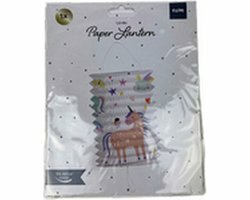 Papieren lantaarn unicorn - Wit / Multicolor - Papier / Metaal - ⌀ 16 cm - Eenhoorn - Lantaarntje - Lampion - Lampje - L