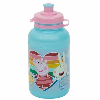 Kinderfles bidon Peppa Pig - Blauw / Roze - Kunststof - 400 ml - Waterfles - Fles - Bidon - Lichtblauw 