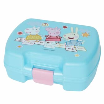 Peppa Pig Broodtrommel -  Blauw - Lichtblauw - Kunststof - Brooddoos - Lunchbox - 17 x 13.5 x 6.5 cm 