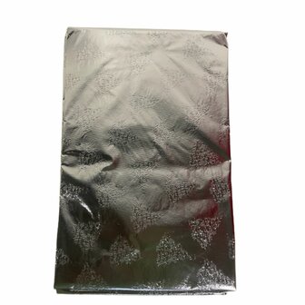 Metallic Vinyl tafelkleed met kerstboom motief kerstmis - Zilver - Vinyl - 200 x 140 cm - Kerstmis - Tafellaken - Oud en Nieuw - Feestdagen 