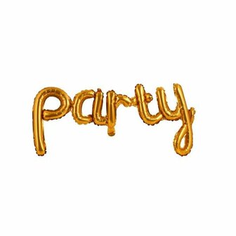 Folieballon Party - Sierlijke letters - Goud - 40 x 80 cm - Ballon tekst party - Letterballon - Ballon - Feest - Feestje - Ballonnen -  partyballon