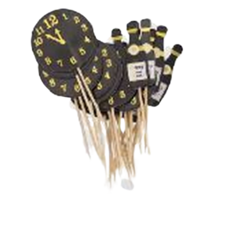 cocktailprikkers met ''klok'' en ''champagne'' - Zwart / Wit / Goud - K