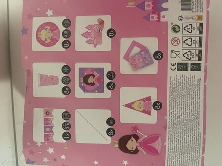 Party box Prinsessen - Roze - Feest set - 65 Stuks - Slinger - Bekers - Bordjes - Rietjes - Feestje - Kinderfeest - Servetten - Roltongen - Feesthoedjes 