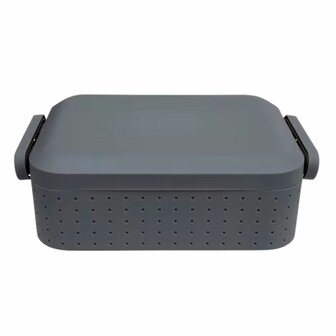 Lunchbox JAX - Grijs - Kunststof - 19 x 13 x 6.3 cm - 2 Vakken - Stevig kunststof - Broodtrommel - Meeneem bakje - Lunchen 