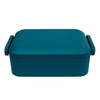 Lunchbox JAX - Blauw - Kunststof - 19 x 13 x 6.3 cm - 2 Vakken - Stevig kunststof - Broodtrommel - Meeneem bakje - Donker blauw - Lunchen