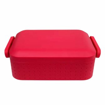 Lunchbox JAX - Bordeaux Rood - Kunststof - 19 x 13 x 6.3 cm - 2 Vakken - Stevig kunststof - Broodtrommel - Meeneem bakje  - Lunchen