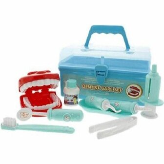 Speelgoed tandartskoffer set - Blauw - Kunststof - 21 x 12.5 x 12.5 cm