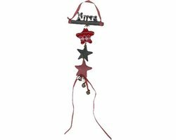 Kerst decoratie Xmas - Grijs / Rood - Hout / Stof- 60 x 15 cm