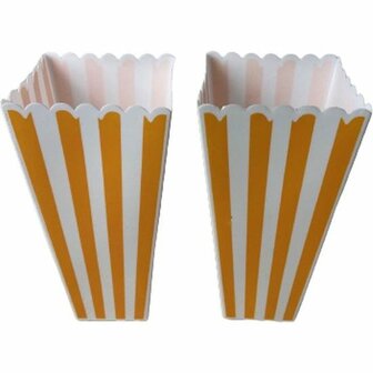 Popcorn bak herbruikbaar - Geel / Wit - Kunststof - 9 x 9 x 19 cm - Set van 2 - Bakje - Netflix Chill - Popcorn - Movienight Sn
