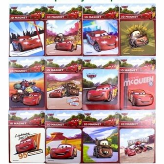 Disney Cars 3D magneet - Multicolor - Metaal / Magneet - 8,5 x 8,5 cm - Set van 3 - Assorti