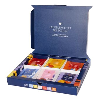 Thee gift box - Excellence tea selection - 24 Zakjes - 6 Smaken - Thee box - Thee doos - Cadeau - Geschenk set -  Cadeau box