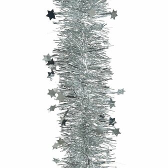Kerstslinger met sterren - Zilver - Kunststof - 270 cm - Set van 2 - Kerst - Kerstmis - Kerstboomversiering