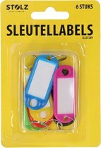 Sleutel labels sleutelhanger - Multicolor - Kunststof / Metaal - l 5 cm - 6 Stuks - Sleutellabel - Keychain - Keylabel - Sleute