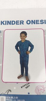 Onesie - Pyjama pak - Blauw - 100% Katoen - Maat 104/ 110 Ruimte - Sterren - Planeten