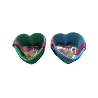 Mini bakvormpjes hartjes  - Multicolor - Silliconen - 7,5 x 6,5 x 3 cm - Set van 6 - Assort