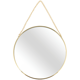 Hang spiegel SAINT BARTZ met metalen ketting - Goud - 20 cm - hangspiegel - Industri&euml;le spiegel