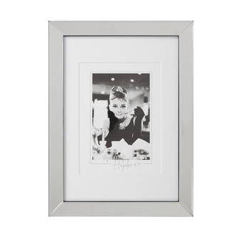 Moderne Fotolijst met spiegelrand ANGELO - Zilver / Zwart - Hout / Spiegel - 21 X 29.7 cm - Hotel Chique - Maat L