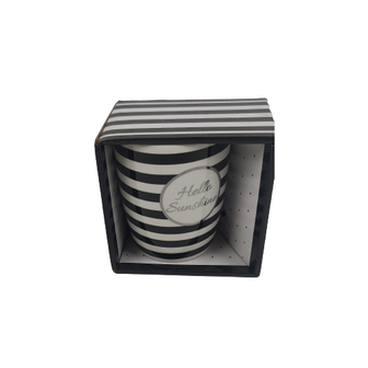 Mok met tekst &quot;Hello Sunshine&quot; - Zwart / Wit - Keramiek - Geschenkverpakking - Cadeau