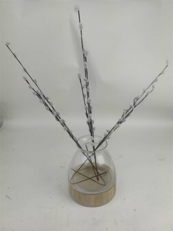 Vaas WOODD met houten rand - Transparant - Glas /  Hout - &Oslash; 20 x h 22 cm 