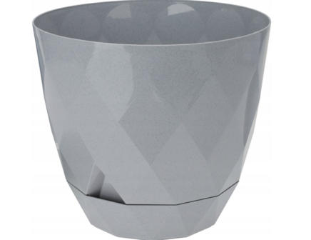  Luxe Bloempot DIAMOND - Grijs - Kunststof 27 x 27 x 24 cm - Bodem kan losgedraaid worden - In en Outdoor